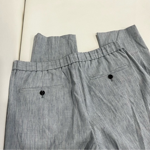 Express Linen Blend Elastic Back Pants Flat Front Blue/White Stripes Sz. 32 X 30 - Picture 3 of 7